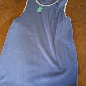 Maurices Blue Top with Embroidered Cream Detailing